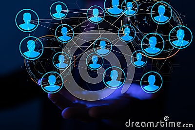 A Lines connected with dots as social communication concept Stock Photo
