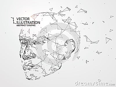 Lines connected to thinkers, symbolizing the meaning of artificial intelligence. Vector Illustration