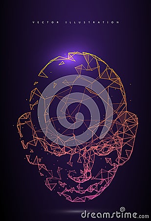Lines connected to thinkers, symbolizing the meaning of artificial intelligence Vector Illustration