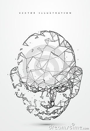 Lines connected to thinkers, symbolizing the meaning of artificial intelligence Vector Illustration