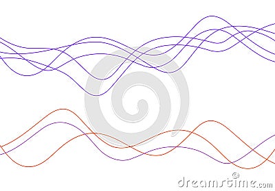 Lines curve waves as sound wavy pattern energy flow color vector design element or simple random thin strokes background for Vector Illustration