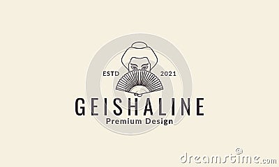 Lines geisha women japan logo symbol vector icon illustration design Vector Illustration