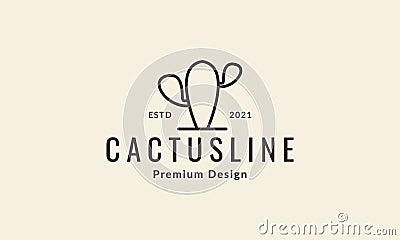 Lines hipster cactus logo vector icon illustration design Vector Illustration