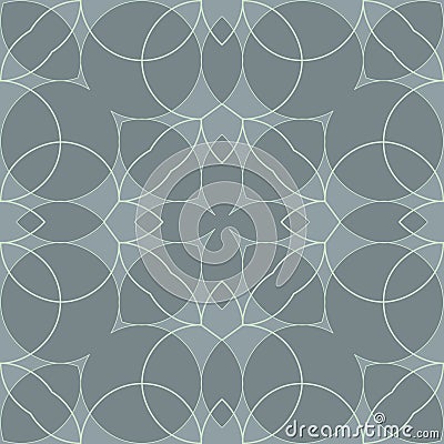 Lines seamless pattern. Gray ornamental vector background. Repeat backdrop. Line art floral abstract ornament with flowers, Vector Illustration