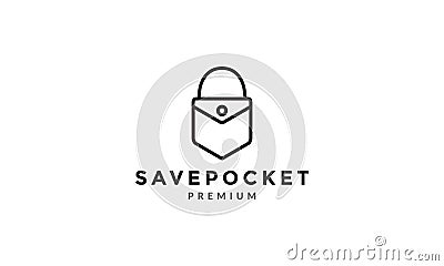 Lines shield shape pocket logo symbol vector icon illustration graphic design Cartoon Illustration