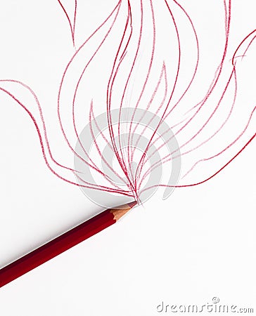 lines up like fire drawn in red pencil Stock Photo