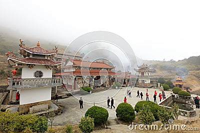Lingjiuyan temple on jiuxianshan mountain, adobe rgb Editorial Stock Photo