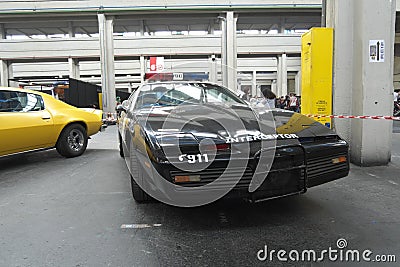 04-18-2015 Turin, Italy, Torino Comics, Tv Series Police car exposition Editorial Stock Photo