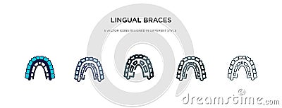 Lingual braces icon in different style vector illustration. two colored and black lingual braces vector icons designed in filled, Vector Illustration