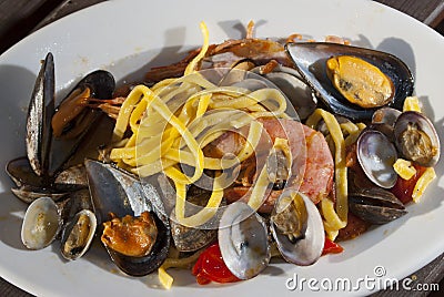 Linguine allo scoglio Stock Photo