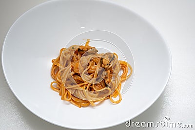 Linguine allo scoglio typical Italian dish Stock Photo