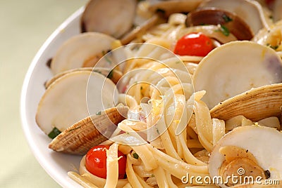 Linguini Vongele with lemon zest Stock Photo