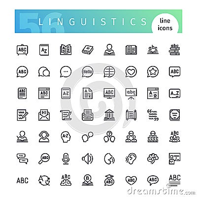 Linguistics Line Icons Set Vector Illustration