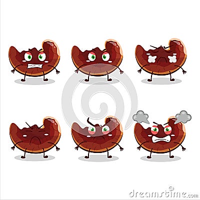 Lingzhi mushroom cartoon character with various angry expressions Vector Illustration