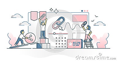 Link building as connect or share website content information outline concept Vector Illustration