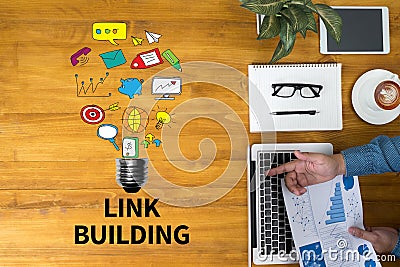 LINK BUILDING Stock Photo