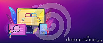 Link building concept banner header Vector Illustration