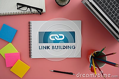 LINK BUILDING Connect Link Communication Contact Network Stock Photo