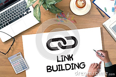 LINK BUILDING Stock Photo