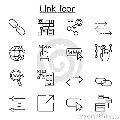 Link, Communication, network, data sharing icon set in thin line style Vector Illustration