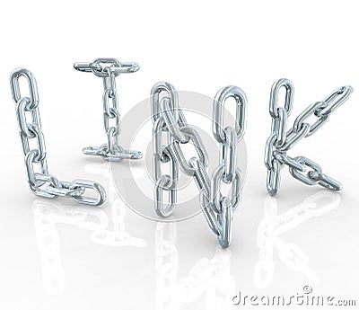 Link Metal Chain Links Connected in Word Stock Photo