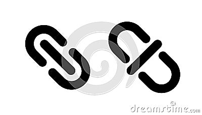 Link and unlink icons Lock and unlock chain symbol Vector Illustration