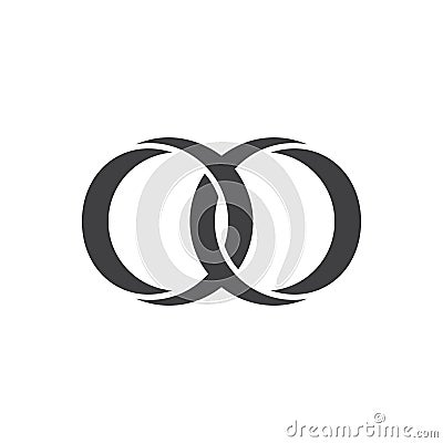 Linked circle 3d ring flat symbol logo vector Vector Illustration