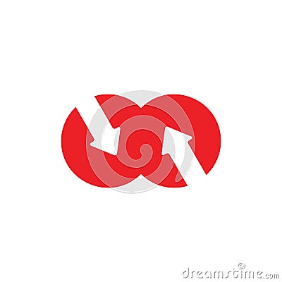 Linked circle opposite arrow geometric logo vector Vector Illustration