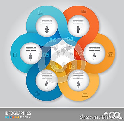 Linked circles presentation template Vector Illustration