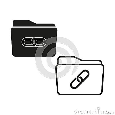 Linked folders Vector icons. File attachment concept. Folder link symbols. Vector Illustration