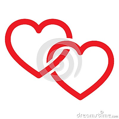 Linked hearts icon. Loop from two hearts vector illustration Vector Illustration