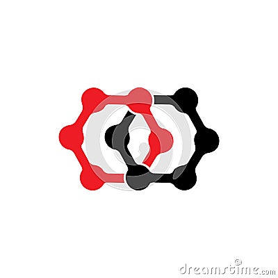Linked hexagonal dots simple logo vector Vector Illustration