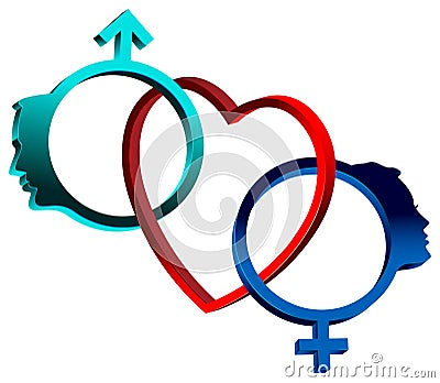 Linked sex symbols Vector Illustration