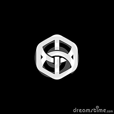 Linked wires hexagonal design symbol logo vector Vector Illustration