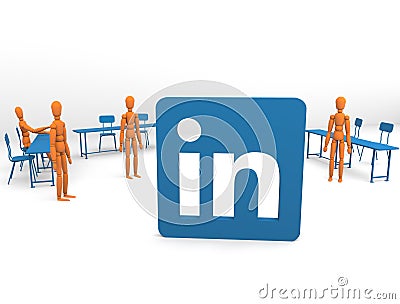 Linkedin banner white blue 3d render for social media Editorial Stock Photo