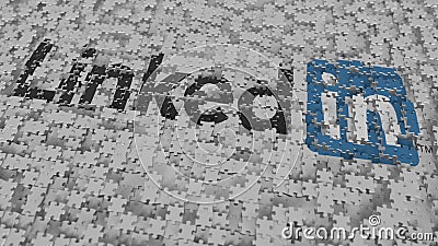 LINKEDIN logo composing with puzzle pieces, editorial 3D rendering Editorial Stock Photo