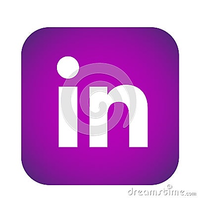LinkedIn social media icon logo vector element in purple on white background Cartoon Illustration