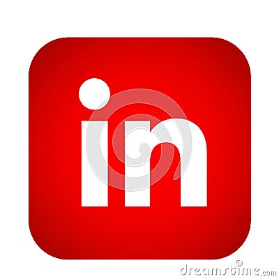 LinkedIn social media icon logo vector element in red on white background Cartoon Illustration
