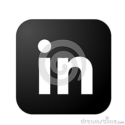 LinkedIn social media icon logo vector in black element on white background Cartoon Illustration