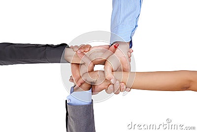 Linking arms Stock Photo