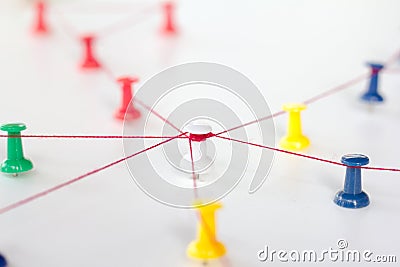 Linking entities. Monotone. Networking, social media, SNS, internet communication abstract. Small network connected to a larger ne Stock Photo