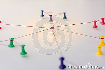 Linking entities. Networking, social media, internet communication abstract. Small network connected to a larger network Stock Photo