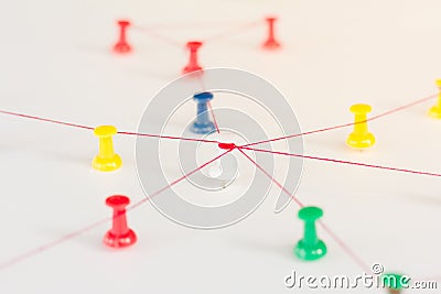 Linking entities. Networking, social media, internet communication abstract. Small network connected to a larger network Stock Photo