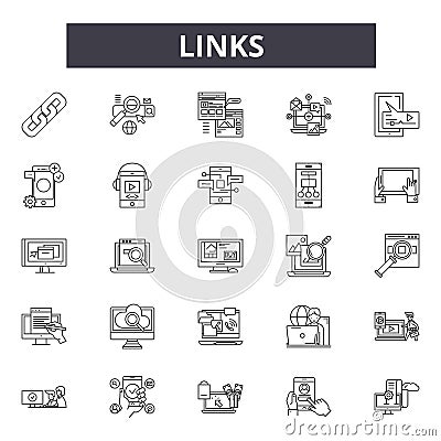 Links line icons, signs, vector set, outline illustration concept Vector Illustration