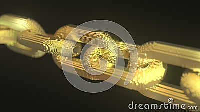 Golden chain links. Modern blockchain technology concept, 3D rendering Stock Photo