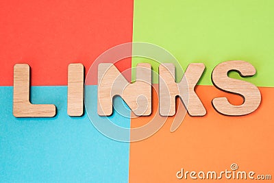 Links in search engine optimization SEO concept photo. 3D letters form word Links means backlinks and hyperlink in web, part of In Stock Photo