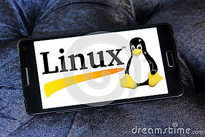 Linux operating system logo Editorial Stock Photo