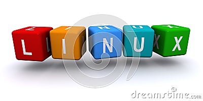 Linux word block on white Stock Photo