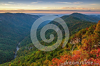 Linville Gorge, Sunrise, North Carolina Stock Photo