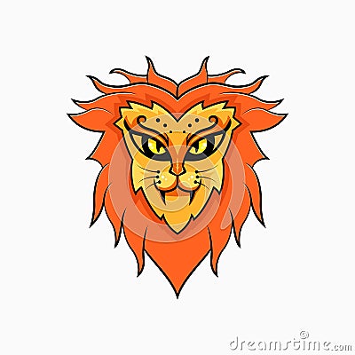 lion head logo concept. creative, animal, cartoon and beast style Vector Illustration